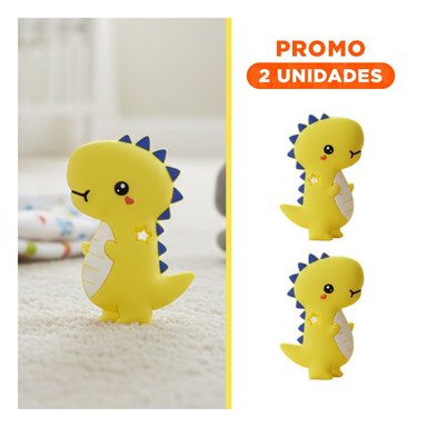 PACK2 ACCESORIO SILICONA DISENO DINOSAURIO PARA BEBE AMARILLO CON ESTUCHE PORTATIL - 1