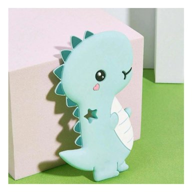 PACK2 LIMPIADOR SILICONA MODELO DINOSAURIO PARA BEBE VERDE CON AGARRE SEGURO Y+PAPEL REGALO - 2
