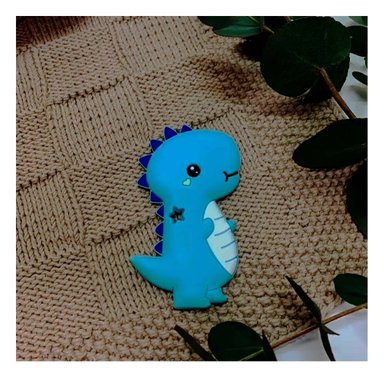 PACK4 ACCESORIO SILICONA ESTILO DINOSAURIO PARA BEBE AZUL CON ACABADO SUAVE - 2