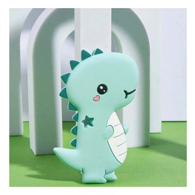 PACK4 JUGUETE SILICONA MODELO DINOSAURIO PARA BEBE VERDE DE RESISTENCIA ALTA Y+REGALO STICKER - 5