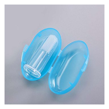 PACK4 CEPILLO SILICONA ESTILO DEDAL PARA BEBE CON ESTUCHE AZUL PARA JUGAR - 3