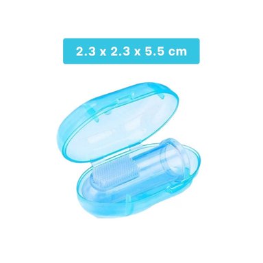 PACK4 CEPILLO SILICONA ESTILO DEDAL PARA BEBE CON ESTUCHE AZUL PARA JUGAR - 4