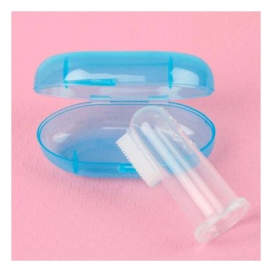 PACK4 CEPILLO SILICONA ESTILO DEDAL PARA BEBE CON ESTUCHE AZUL PARA JUGAR - 5