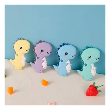 PACK12 JUGUETE SILICONA FORMA DINOSAURIO PARA BEBE AZUL CON FORMA ANIMAL - 3