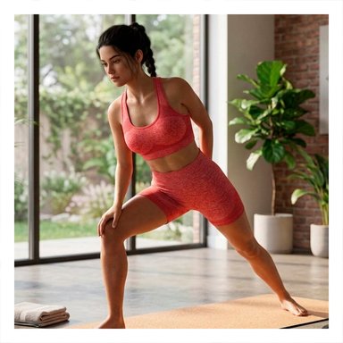 PACK12 PACK ACTIVO TOP Y SHORT FITNESS YOGA ROJO CON TELA LIGERA Y+REGALO STICKER - 3