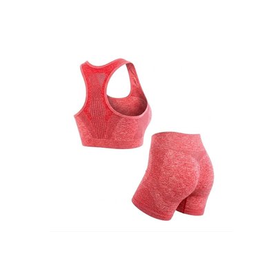 PACK2 DUPLA FITNESS TOP Y SHORT FITNESS YOGA ROJO CON SOPORTE FIRME Y+REGALO STICKER - 2