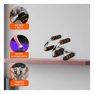 PACK4 SET ACTIVO PUSH UP EN FORMA DE S NARANJA CON AGARRE ERGONOMICO - 5