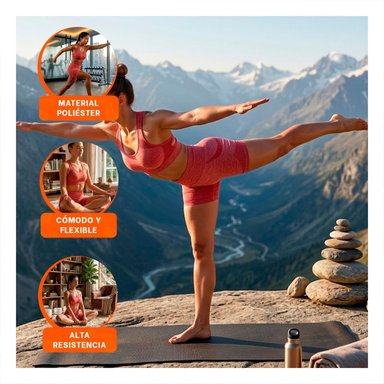 PACK2 DUPLA ACTIVA TOP Y SHORT FITNESS YOGA ROJO CON TELA TRANSPIRABLE Y+PAPEL REGALO - 5