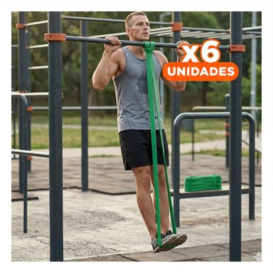 PACK6 COMPLEMENTO FITNESS VERDE 25 A 57KG PARA EJERCICIOS EN CASA Y+REGALO STICKER - 1