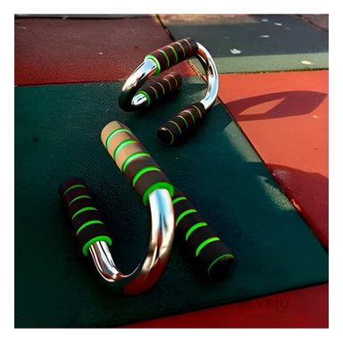 SOPORTE DEPORTIVO PUSH UP EN FORMA DE S VERDE CON ESTRUCTURA SOLIDA Y+PAPEL REGALO - 3