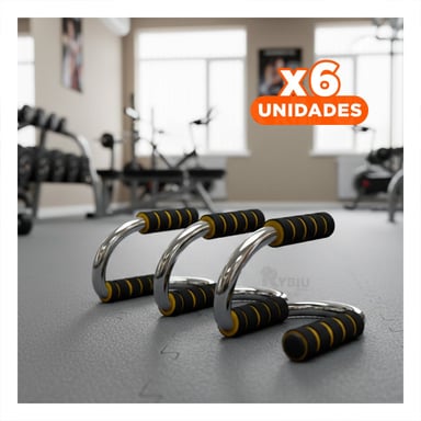 PACK6 PLATAFORMA ACTIVA PUSH UP EN FORMA DE S AMARILLO CON AGARRE COMODO Y+REGALO STICKER - 1