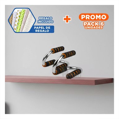 PACK6 PLATAFORMA DEPORTIVA PUSH UP EN FORMA DE S NARANJA CON SOPORTE SEGURO Y+PAPEL REGALO - 1