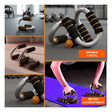 SOPORTE ENTRENAMIENTO PUSH UP EN FORMA DE S NARANJA CON BASE FIRME Y+LIGAS REGALO - 5