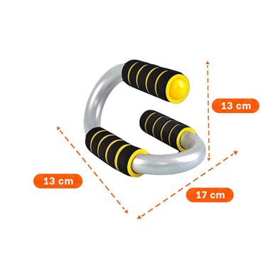 SOPORTE FITNESS PUSH UP EN FORMA DE S AMARILLO CON BASE ESTABLE - 4