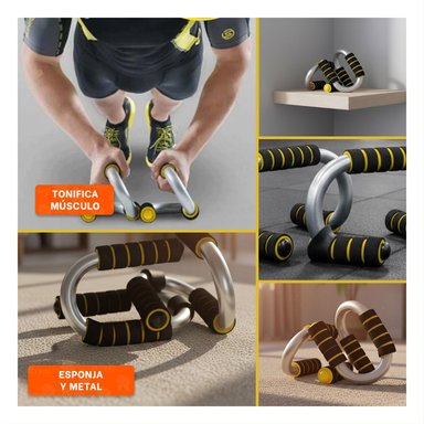 SOPORTE FITNESS PUSH UP EN FORMA DE S AMARILLO CON BASE ESTABLE - 5