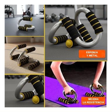 PACK6 PLATAFORMA DEPORTIVA PUSH UP EN FORMA DE S AMARILLO CON SOPORTE SEGURO Y+PAPEL REGALO - 3