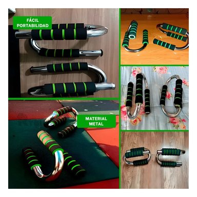 SOPORTE FITNESS PUSH UP EN FORMA DE S VERDE CON BASE ESTABLE - 5