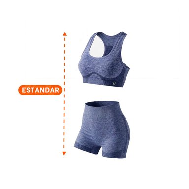 PACK6 EQUIPO YOGA TOP Y SHORT FITNESS YOGA AZUL CON COMPRESION LIGERA Y+REGALO STICKER - 4