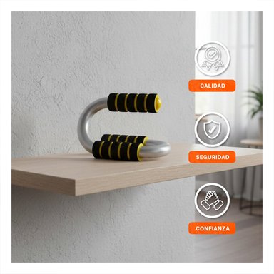 PACK2 SET DEPORTIVO PUSH UP EN FORMA DE S AMARILLO CON SOPORTE REFORZADO Y+REGALO STICKER - 5