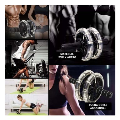 PACK2 RUEDA GYM DOBLE ABDOMINAL TRANSPARENTE PARA EJERCICIOS DIARIOS Y+PAPEL REGALO - 3