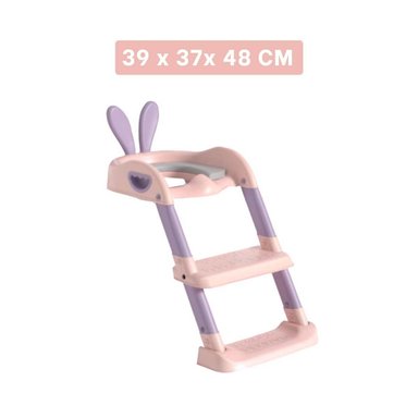 PACK6 SOPORTE DE INODORO CON ESCALERA ROSADO Y LILA OREJITAS Y+PAPEL REGALO - 4