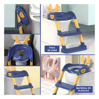 PACK2 ESCALON DE INODORO INFANTIL CON ASIENTO AZUL Y AMARILLO OREJITAS Y+PAPEL REGALO - 3
