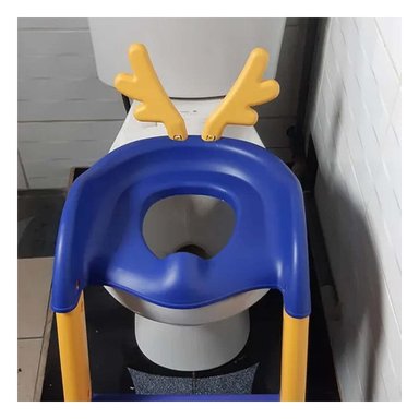 PACK2 ESCALON DE INODORO INFANTIL CON ASIENTO AZUL Y AMARILLO OREJITAS Y+PAPEL REGALO - 5