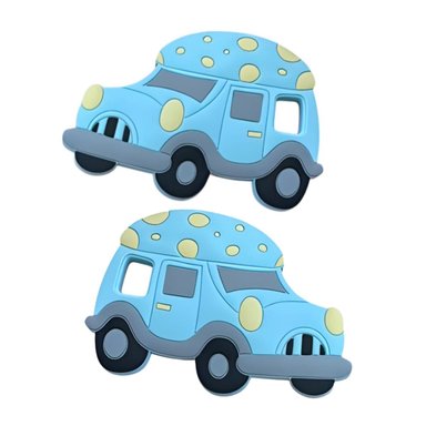 PACK6 COMPLEMENTO DE DENTICION INFANTIL EN SILICONA CARRO CELESTE Y+REGALO STICKER - 2
