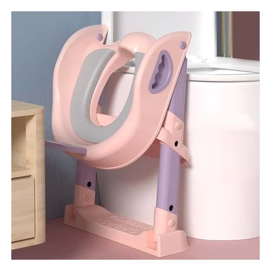 PACK2 ASIENTO DE INODORO CON ESCALERA ROSADO Y LILA OREJITAS - 2