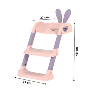 PACK2 ASIENTO DE INODORO CON ESCALERA ROSADO Y LILA OREJITAS - 4