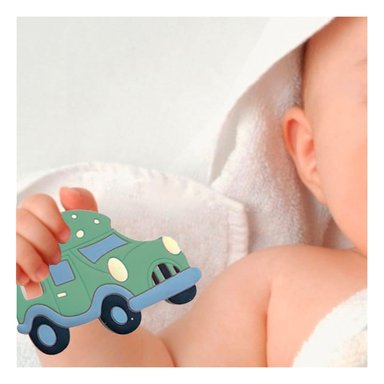 PRODUCTO DE DENTICION INFANTIL EN SILICONA CON PUNTOS VERDE - 2