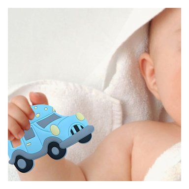 JUGUETE SENSORIAL DE SILICONA CON DISEÑO DE CARRO CELESTE Y+REGALO STICKER - 5