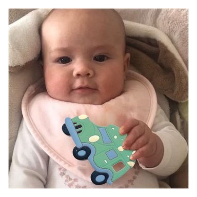 SOLUCION DE DENTICION PARA BEBE EN SILICONA CARRO VERDE Y+REGALO STICKER - 5
