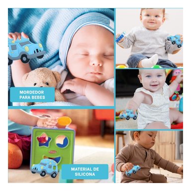PACK12 OBJETO SENSORIAL CON PUNTOS EN SILICONA CARRO CELESTE Y+PAPEL REGALO - 2
