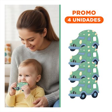 PACK4 OBJETO MASTICABLE SENSORIAL EN SILICONA CARRO VERDE Y+REGALO STICKER - 1