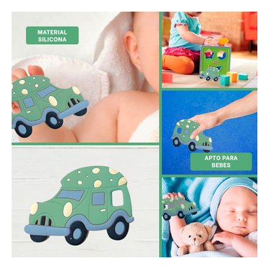 PACK4 OBJETO MASTICABLE SENSORIAL EN SILICONA CARRO VERDE Y+REGALO STICKER - 2