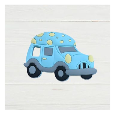 PACK4 ACCESORIO DIDACTICO DE SILICONA CON DISEÑO DE CARRO CELESTE - 2