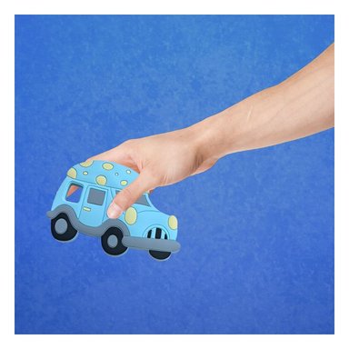 PACK4 ACCESORIO DIDACTICO DE SILICONA CON DISEÑO DE CARRO CELESTE - 5