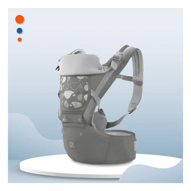 PACK4 ARNES ERGONOMICO PARA BEBE 3 EN 1 MODELO BALLENITA PLOMO Y+PAPEL REGALO - 5