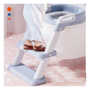 PACK4 ASIENTO PLEGABLE DE INODORO CON ESCALERA AZUL CLARO Y+REGALO STICKER - 3