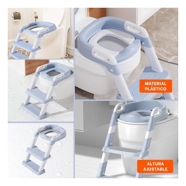 SILLA ANTIDESLIZANTE DE INODORO CON ESCALERA AZUL CLARO Y+POST IT - 1
