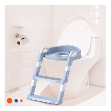 SILLA ANTIDESLIZANTE DE INODORO CON ESCALERA AZUL CLARO Y+POST IT - 3