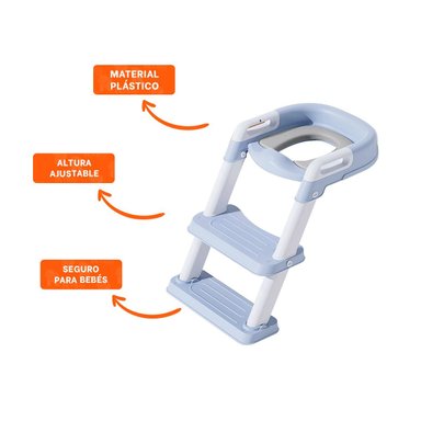 ASIENTO ANTIDESLIZANTE DE INODORO CON ESCALERA AZUL CLARO - 3