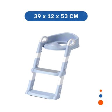 ASIENTO ANTIDESLIZANTE DE INODORO CON ESCALERA AZUL CLARO - 4