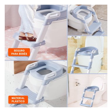ASIENTO ANTIDESLIZANTE DE INODORO CON ESCALERA AZUL CLARO - 5