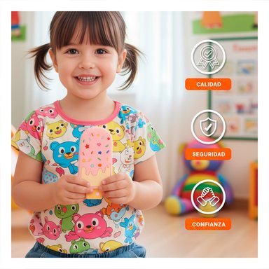 PACK2 CHUPETE DE SILICONA CON FORMA DE HELADO ROSADO CLARO HIGIENICO Y+PAPEL REGALO - 5