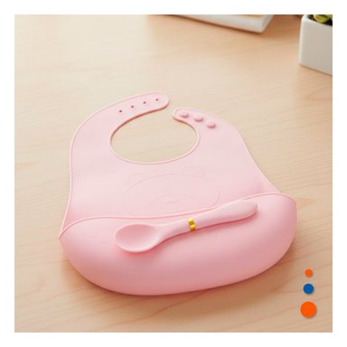 PROTECTOR CON CUCHARA DE SILICONA ROSADO OSITO RESISTENTE Y DIVERTIDO - 2