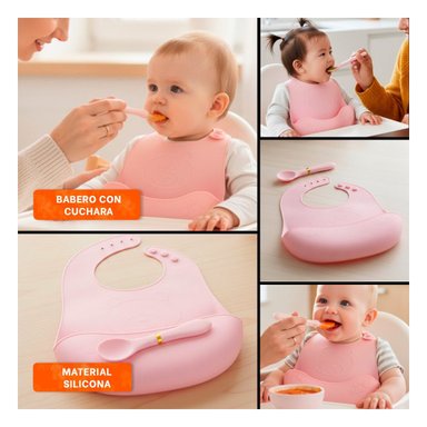 PROTECTOR CON CUCHARA DE SILICONA ROSADO OSITO RESISTENTE Y DIVERTIDO - 5