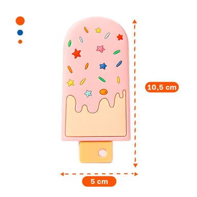 PACK6 AGARRE DE SILICONA CON FORMA DE HELADO ROSADO CLARO FACIL DE LIMPIAR Y+PAPEL REGALO - 4