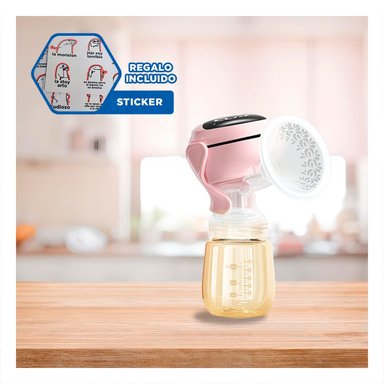 BOMBA PORTATIL ELECTRICA LECHE ROSADO MOVIL Y COMODA PARA USO DIARIO Y+REGALO STICKER - 1